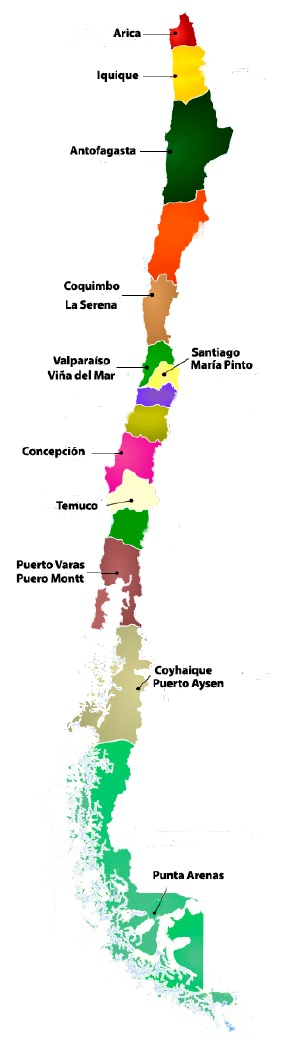 Mapa de Chile presencias Onda H